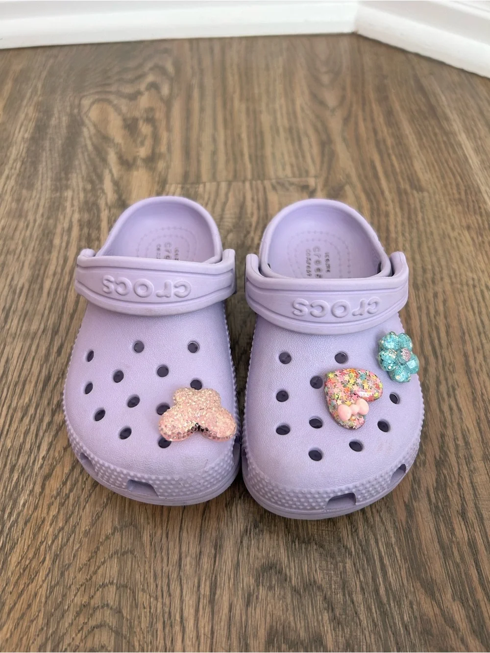 CROCS Kids Lavender Classic Clog with Charm Accents